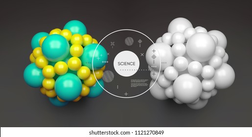 Molecule. 3D concept for science. Vector illustration. 