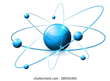 Molecule abstract illustration, beautiful bright blue color, isolated on white
