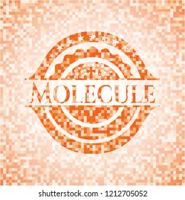 Molecule abstract orange mosaic emblem