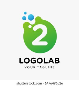 molecule alphabet 2 Logo design. Lab Logo Design Element. Design Vector with Dots. - VECTOR