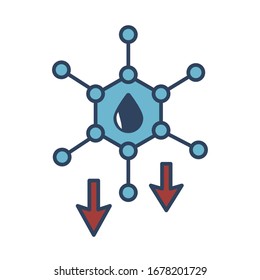 molecule and arrows oil drop fill style icon vector illustration design