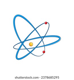 Molekül-Atom-Cartoon. Physik-Orbit, nukleare Mikro-, Nukleus-Molekül-Atom-Zeichen. einzelne Vektorgrafik-Vektorgrafik