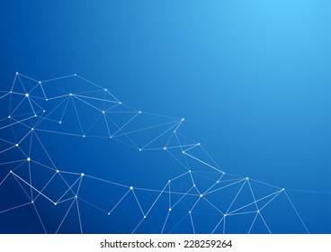 Molecule atom connection abstract blue background. Vector illustration