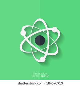 Molecule, atom icon. Flat design.