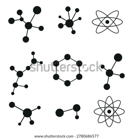 Molecule and Atom Icon Set Vector Graphics