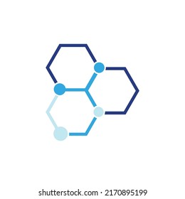 Símbolo molécula plantilla de logotipo de átomo ilustración de icono vectorial