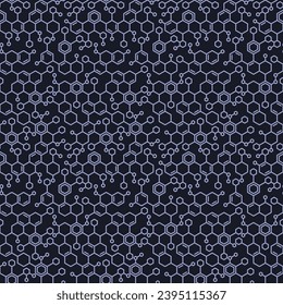 Molecule Background. Micro Structure Seamless Pattern. Vector