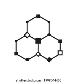 Molecule badge icon. Vector illustration in flat design