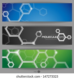 Molecule banner.  Vector illustration. Eps 10.