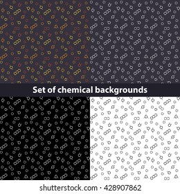 Molecule benzene and naphthalene, anthracene; set of vector seamless pattern