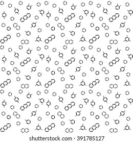 Molecule benzene ortho meta para standing and naphthalene, anthracene; vector seamless pattern