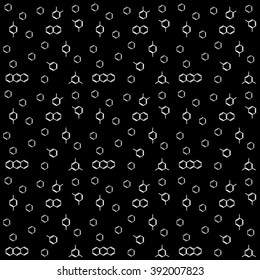 Molecule benzene ortho meta para standing and naphthalene, anthracene; vector seamless pattern