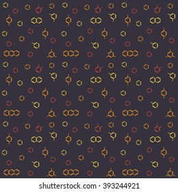 Molecule benzene ortho meta para standing and naphthalene, anthracene; vector seamless pattern