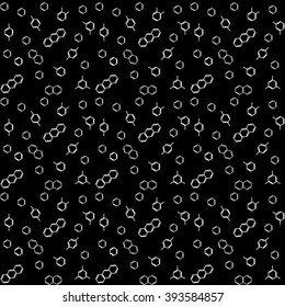 Molecule benzene ortho meta para standing and naphthalene, anthracene; vector seamless pattern