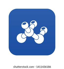 Molecule bio icon blue vector isolated on white background