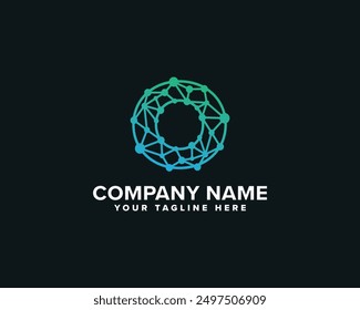 Molecule, bio tech, connect dots, science and technology with letter O  creative logo design template.