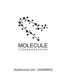 Diseño del logo de la ilustración vectorial de iconos de color negro molécula.