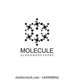 Diseño del logo de la ilustración vectorial de iconos de color negro molécula.