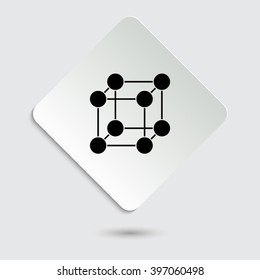 Molecule - black vector icon on  a paper button