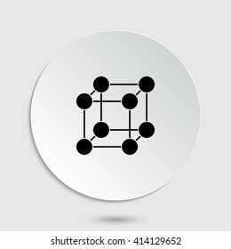 Molecule - black vector  icon with shadow