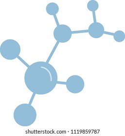 Molecule blue icon. Connections vector. Flat smooth blue symbol. Pictogram is isolated on a white background design