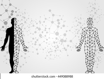 Molecule Body Concept Of The Human. Illustration Vector Design