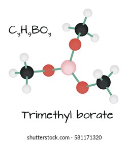 molecule C3H9BO3 Trimethyl borate isolated on white svg