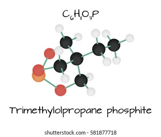 molecule C6H11O3P Trimethylolpropane phosphite isolated on white