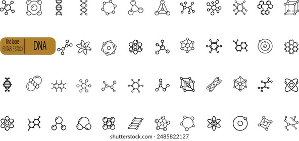 Molecule, cell, atom, protein editable stroke outline