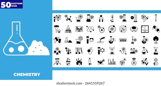 Molecule, cell, atom, protein editable stroke dualtone icons set
