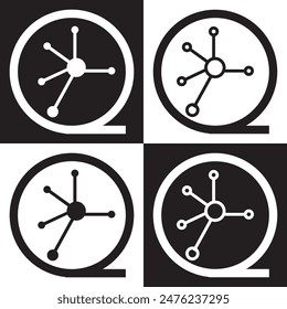 Molecule cell different style icon set. isolated on white and black background. EPS 10