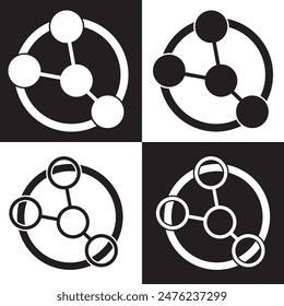 Icon-Set für Molekülzellen mit unterschiedlichem Stil. Isoliert auf weißem und schwarzem Hintergrund. EPS 10