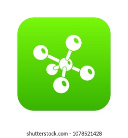Molecule chemistry icon green vector isolated on white background