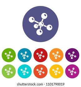 Molecule chemistry icons color set vector for any web design on white background
