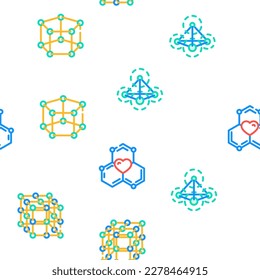 molecule chemistry science vector seamless pattern thin line illustration