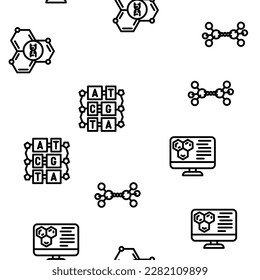 molecule chemistry science vector seamless pattern thin line illustration