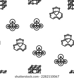 molecule chemistry science vector seamless pattern thin line illustration