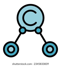Vector de contorno del icono del colágeno molécula. Piel. Color de la proteína de la edad