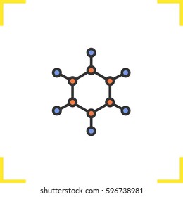 Molecule color icon. Molecular structure model. Isolated vector illustration