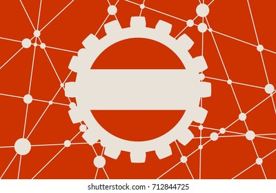 Molecule And Communication Background. Modern brochure or report design template. Field for text as gear icon. Connected lines with dots. Technology and science background. Flag of the Austria