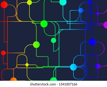 Molecule And Communication Background. Modern vector brochure or web banner design template. Connected lines with dots. Abstract city traffic map