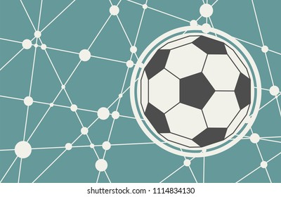 Molecule and communication background with soccer ball. Modern brochure or web banner design template. Connected lines with dots.