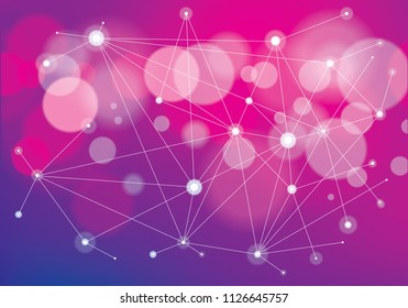 Molecule and communication geometric 3d mesh background. With blurred defocused round lights texture. Vector abstract virtual particles structure.