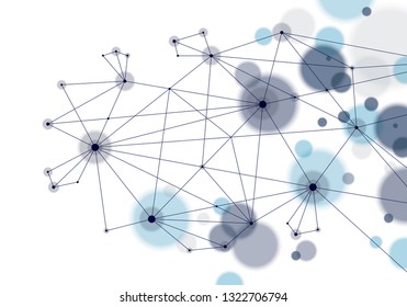Molecule and communication geometric 3d mesh background. With blurred defocused round lights texture. Vector abstract virtual particles structure.