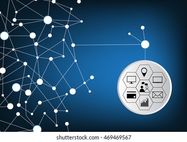 Molecule And Communication On dark blue Background - Vector Illustration, Graphic Design Useful For Your Design