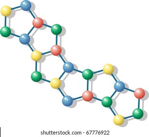 Molecule with communications and atoms of various color