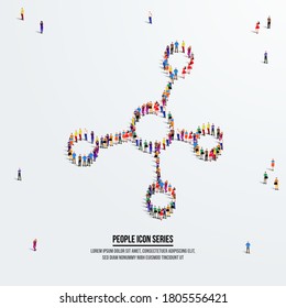 Molecule concept. A large group of people form to create a shape molecule. People icon series. Vector illustration.