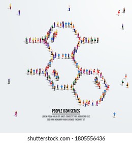 Molecule concept. A large group of people form to create a shape molecule. People icon series. Vector illustration.
