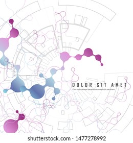 Molecule concept. Vector template for biology, medicine, science, laboratory. Atom connect
