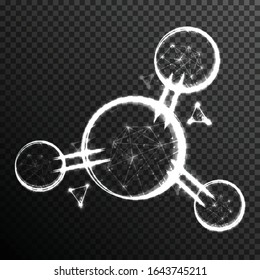 molecule from connecting dot and line. light effect. vector illustration, isolated on transparent background